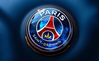 पीएसजी क्रिस्टल लोगो, नीली पृष्ठभूमि, पीएसजी क्रिस्टल प्रतीक, पीएसजी लोगो, पीएसजी चिन्ह, लीग 1, फ्रांस, फ़ुटबॉल, पीएसजी, पेरिस सेंट जर्मेन लोगो, पेरिस सेंट जर्मेन