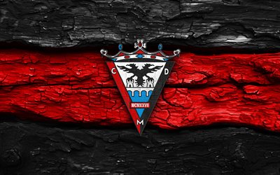 logo madera cd mirandés, 4k, fondo de madera rojo negro, laliga2, fútbol, logotipo del cd mirandés, fútbol americano, emblema del cd mirandés, mirandés fc, segunda, liga2, club de fútbol español, cd mirandés