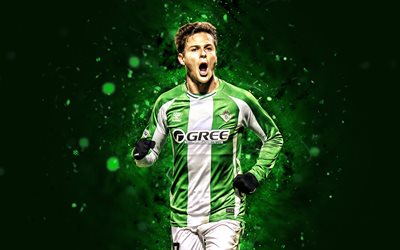 rodrigo riquelme, 4k, luces de neón verdes, real betis, la liga, futbolistas españoles, rodrigo riquelme 4k, fútbol americano, fútbol, real betis fc, laliga, real betis balompié, rodrigo riquelmereal betis