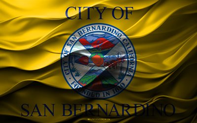 4k, サンバーナーディーノの旗, カリフォルニア, アメリカの都市, 3dサンバーナーディーノフラグ, アメリカ合衆国, サンバーナーディーノ旗, 3dテクスチャ, サンバーナーディーノの日, アメリカの国民のシンボル, 3dアート, サンバーナーディーノ