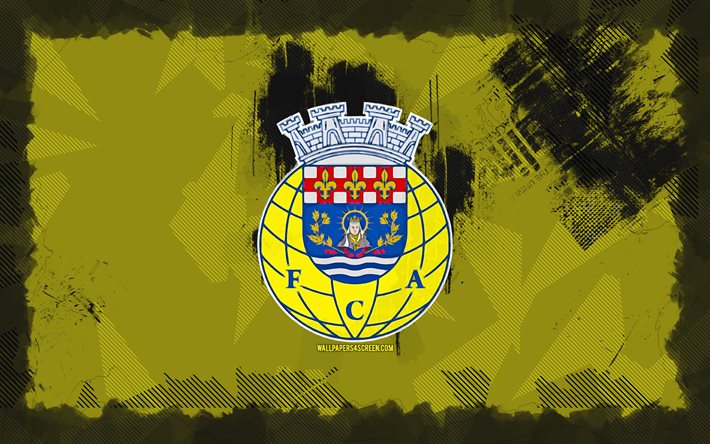Arouca FC grunge logo, 4k, Primeira Liga, yellow grunge background, soccer, Arouca FC emblem, football, Arouca FC logo, Arouca FC, Liga Portugal, Portuguese football club, FC Arouca
