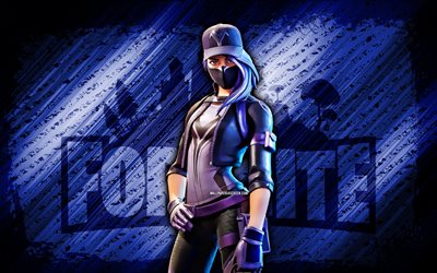 remède violet fortnite, 4k, fond diagonal bleu, grunge, fortnite, œuvres d'art, peau de remède violet, personnages fortnite, remède violet, skin de remède violet de fortnite pourpre