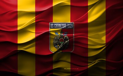 4k, logo catanzaro, sfondo 3d giallo rosso, serie b, emblema di catanzaro, squadra di calcio italiana, catanzaro flag, texture 3d, italia, us catanzaro 1929, calcio, catanzaro, union sportiva catanzaro