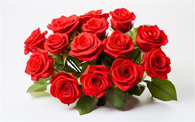 rote rosen, 4k, makro, blumensträuße, rote blumen, rosen, nahaufnahme, schöne blumen, hintergründe mit rosen, rote knospen