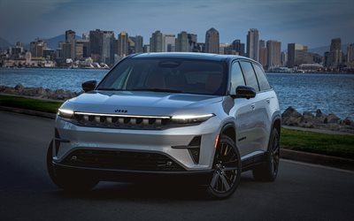4k, ジープワゴニアs, ヘッドライト, suv, km, 2025車, 電気自動車, グレージープワゴニアs, 2025 jeep wagoneer s, アメリカの車, ジープ