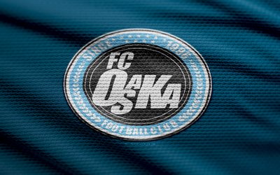 logo de tela fc osaka, 4k, fondo de tela azul, liga j3, bokeh, fútbol, logotipo de fc osaka, fútbol americano, fc osaka emblema, fc osaka, club de fútbol japonés, osaka fc