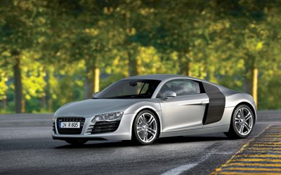 アウディr8, 4k, レースウェイ, 2011年の車, スーパーカー, スポーツカー, 2011アウディr8, ドイツの車, アウディ