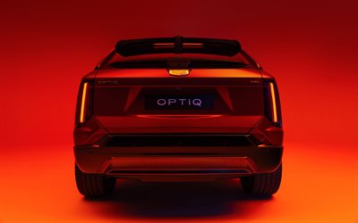 4k, cadillac optiq, vista posteriore, 2025 auto, auto elettriche, eu spec, orange cadillac optiq, 2025 cadillac optiq, auto americane, cadillac