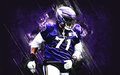christian darrisaw, minnesota vikings, amerikalı futbolcu, nfl, mor taş arka plan, grunge art, amerika, ulusal futbol ligi, amerikan futbolu, christian darrisaw minnesota vikings