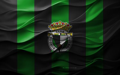 4k, logo du cf de burgos, fond 3d vert noir, emblème du burgos cf, division seconde, equipe espagnole de football, drapeau burgos cf, textures 3d, cf burgos, football, espagne