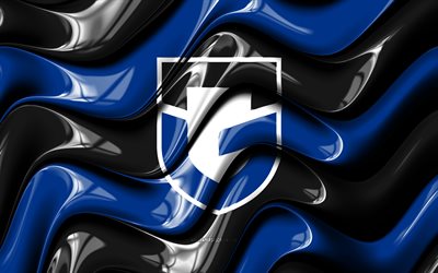 gamba osaka 3d logo, 4k, schwarzblaue 3d wellen, j1 liga, fußball, flagge von gamba osaka, kreativ, gamba osaka logo, gamba osaka fc, japanischer fußballverein, gamba osaka