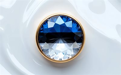 estonya bayrağı, 4k, değerli bir taşın içinde estonya bayrağı, beyaz arka plan, değerli taş, beyaz kristal arka plan, estonya