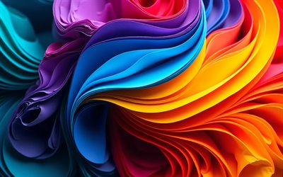 ondas 3d coloridas, 4k, criativo, projeto de materiais, arte 3d, abstração colorida, curvas 3d coloridas, fundo ondulado abstrato, curvas abstratas, obra de arte, ondas abstratas, fundos abstratos
