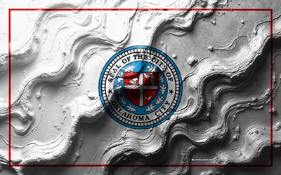 oklahoman lippu, 4k, kiviaaltorakenne, amerikan kaupunkien liput, 3d chicagon lippu, usa, oklahoma cityn lippu, oklahoma city, oklahoma