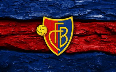 logotipo de madeira do fc basel, 4k, fundo de madeira vermelho preto, superliga suíça, futebol, logotipo do fc basileia, emblema do fc basileia, fc basileia, clube de futebol suíço, basileia fc