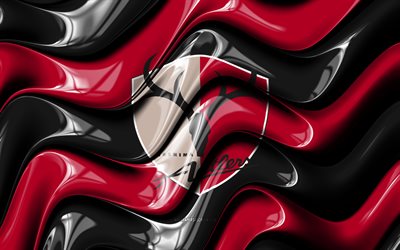 logo 3d dei corni di kashima, 4k, onde 3d marrone nero, lega j1, calcio, bandiera dei corni di kashima, creativo, logo dei corni di kashima, kashima antlers fc, squadra di calcio giapponese, corna di kashima