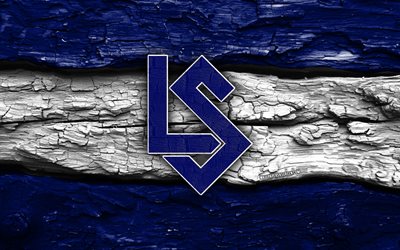 logotipo de madeira do fc lausanne sport, 4k, fundo de madeira branco preto, superliga suíça, futebol, logotipo do fc lausanne sport, emblema do fc lausanne sport, fc lausanne sport, clube de futebol suíço, lausanne sport fc