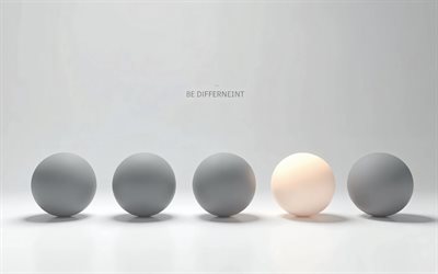 अलग हो, 4k, अतिसूक्ष्मवाद, 3डी गोले, 3डी गेंदें, अलग अलग अवधारणाएँ बनें, ग्रे गेंदों के बीच सफेद गेंद, अलग शिलालेख हो, कलाकृति, अलग कला बनें