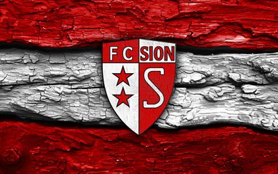 logotipo de madeira do fc sion, 4k, fundo de madeira branco vermelho, superliga suíça, futebol, logotipo do fc sion, emblema do fc sion, fc sião, clube de futebol suíço, sion fc