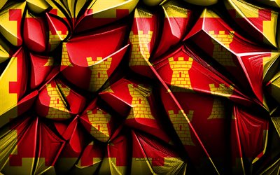 グレーター・マンチェスターの旗, 4k, 3dクリエイティブテクスチャ, グレーターマンチェスターの 3 d フラグ, 儀式郡, イングランド, 3dアート, グレーター・マンチェスター地域の旗, グレーター・マンチェスター