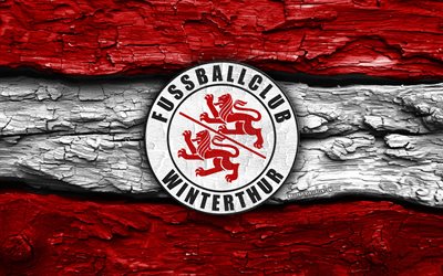 logotipo de madeira do fc winterthur, 4k, fundo de madeira branco vermelho, superliga suíça, futebol, logotipo do fc winterthur, emblema do fc winterthur, fc winterthur, clube de futebol suíço, winterthur fc