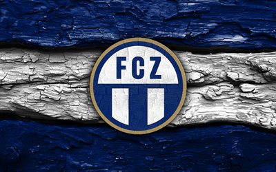 holzlogo des fc zürich, 4k, blau weißer holzhintergrund, schweizer super league, fußball, logo des fc zürich, fc zürich emblem, fc zürich, schweizer fußballverein