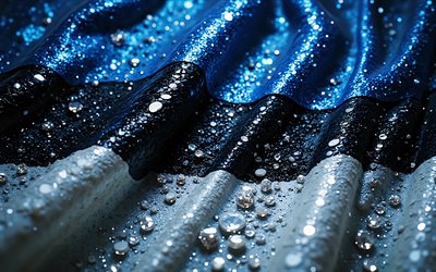 Estonian flag, 4K, gemstones, flag of Estonia, crystals, shiny stones, Estonia, creative art, blue gemstones, blue black white crystals, Estonia flag