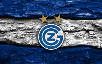holzlogo des grasshopper club zürich, 4k, blau weißer holzhintergrund, schweizer super league, fußball, logo des grasshopper club zürich, emblem des grasshopper club zürich, grasshopper club zürich, schweizer fußballverein, grasshopper club zürich fc