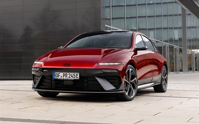 4k, هيونداي أيونيك 6 إن لاين, شارع, السيارات الكهربائية, 2026 سيارة, مواصفات الاتحاد الأوروبي, هيونداي أيونك 6 حمراء, 2026 هيونداي أيونك 6, سيارات كوريا الجنوبية, هيونداي