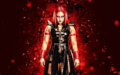 zaria, 4k, kırmızı neon ışıkları, wwe, yaratıcı, avustralyalı güreşçi, daria hodder, nxt, kırmızı soyut arka plan, dünya güreş eğlencesi, güreşçiler, zaria 4k