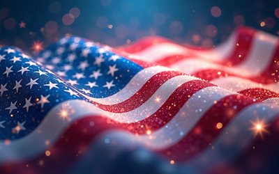 4k, संयुक्त राज्य अमेरिका का झंडा, सुनहरी चमक, 4 जुलाई, bokeh, अमेरिकी ध्वज, 3डी तरंगें फैब्रिक ध्वज, स्वतंत्रता दिवस, अमेरिकी कपड़ा झंडा, संयुक्त राज्य अमेरिका, यूएसए, जुलाई का चौथा दिन, संयुक्त राज्य अमेरिका कपड़ा झंडा