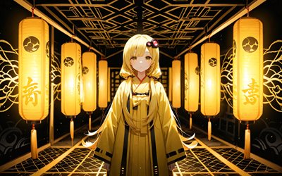 4k, mayu, lanterna giapponese, notte, vocaloid, kimono, vocaloid3, personaggi vocaloid, manga, mayu vocaloid