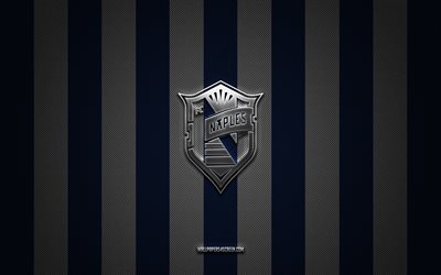 FC Naples logo, American soccer club, USL League One, white blue carbon background, FC Naples emblem, soccer, FC Naples, USA