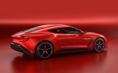 Aston Martin Vanquish Zagato, 2016, spor araba, kırmızı Aston Martin Vanquish ayarlama