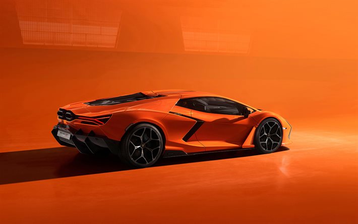 2024, Lamborghini Revuelto, 4k, rear view, luxury supercar, orange Lamborghini Revuelto, italian sports cars, Lamborghini