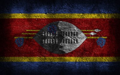 4k, la bandera de eswatini, la piedra de textura, la piedra de fondo, el día de eswatini, el arte del grunge, los símbolos nacionales de eswatini, eswatini, los países africanos