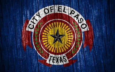 4K, Flag of El Paso, american cities, Day of El Paso, USA, wooden texture flags, El Paso flag, El Paso, State of Texas, cities of Texas, US cities, El Paso Texas
