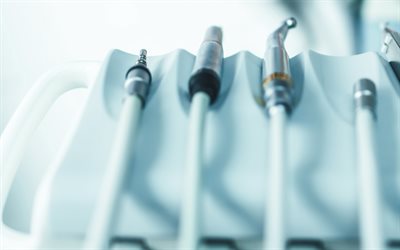 दंत चिकित्सकीय उपकरण, 4k, दंत चिकित्सा उपकरण, दांतो का इलाज, दंत चिकित्सा, दंत चिकित्सा उपकरणों के साथ पृष्ठभूमि, दंत चिकित्सकों, दवा पृष्ठभूमि