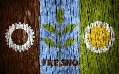 4K, Flag of Fresno, american cities, Day of Fresno, USA, wooden texture flags, Fresno flag, Fresno, State of California, cities of California, US cities, Fresno California