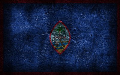 4k, グアムの旗, 石の質感, 石の背景, グアムの日, グランジアート, グアムの国家シンボル, グアム, オセアニア諸国