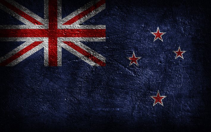 4k, 뉴질랜드 국기, 돌 질감, 뉴질랜드의 국기, 돌 배경, 뉴질랜드의 날, 그런지 아트, 뉴질랜드 국가 상징, 뉴질랜드, 오세아니아 국가