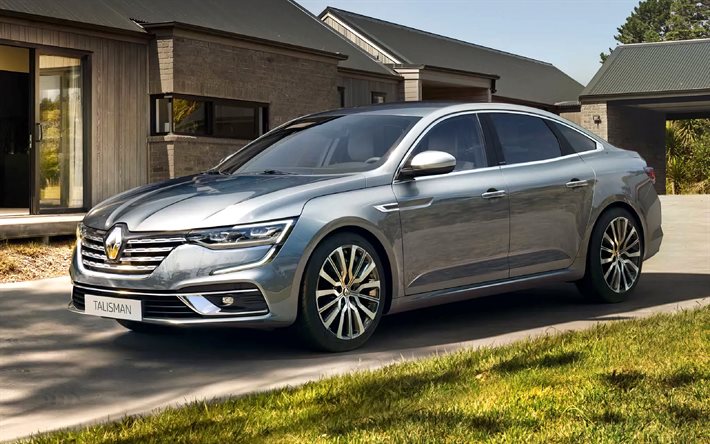 Renault Talisman, front view, exterior, silver sedan, silver Renault Talisman, French cars, Renault