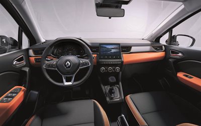 4k, Renault Captur, 2022, inside view, interior, instrument panel, Renault Captur interior, French cars, Renault
