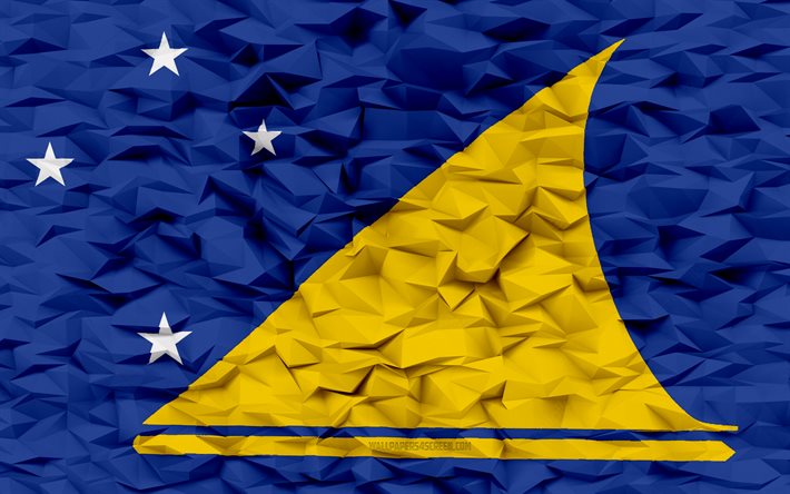 bandera de tokelau, 4k, fondo de polígono 3d, textura de polígono 3d, día de tokelau, bandera de tokelau 3d, símbolos nacionales de tokelau, arte 3d, tokelau