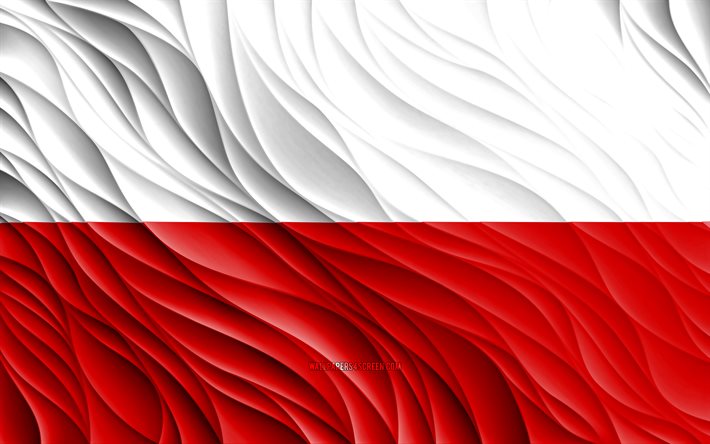 4k, 폴란드 국기, 물결 모양의 3d 플래그, 유럽 국가, 폴란드의 국기, 폴란드의 날, 3d 파도, 유럽, 폴란드 국가 상징, 폴란드