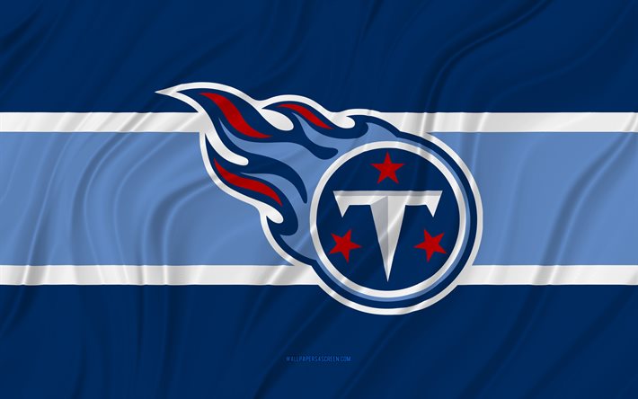 tennessee titans, 4k, bandiera blu ondulata, nfl, football americano, bandiere in tessuto 3d, bandiera tennessee titans, squadra di football americano, logo tennessee titans