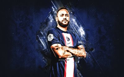 Neymar, PSG, portrait, Paris Saint-Germain, Brazilian footballer, PSG 2023 uniform, Ligue 1, France, football, Neymar da Silva Santos Junior