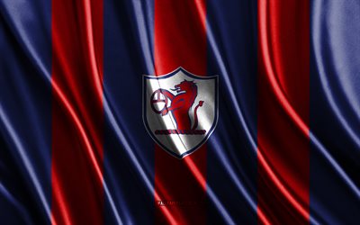 4k, raith rovers fc logotipo, premier league escocés, textura de seda azul rojo, raith rovers fc flag, club de fútbol escocés, fútbol, bandera de seda, raith rovers fc emblema, escocia, raith rovers fc insignia, raith rovers fc