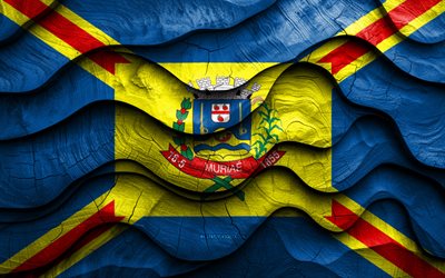 4k, drapeau muriae, villes du brésil, drapeaux d'ondes 3d en bois, jour de muriae, drapeau de muriae, brésil, drapeau en bois muriae, villes brésiliennes, muriae