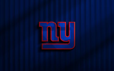 4k, New York Giants NFL 3D logo, NFL, blue 3D background, american football, New York Giants emblem, New York Giants logo, creative, american football team, New York Giants